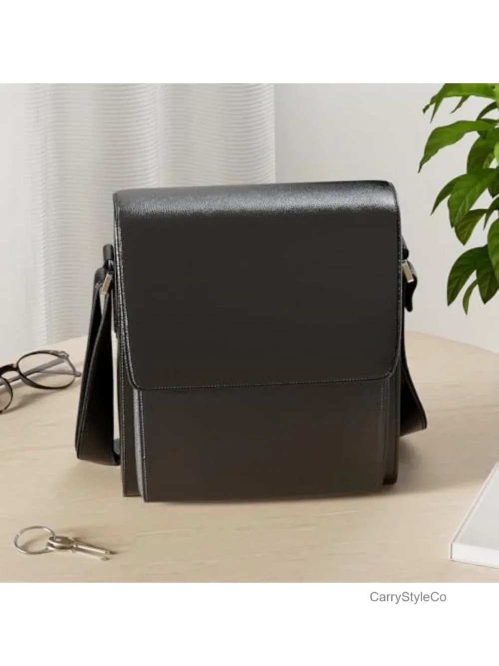 Genuine Leather Crossbody Messenger Bag for Men Work Travel